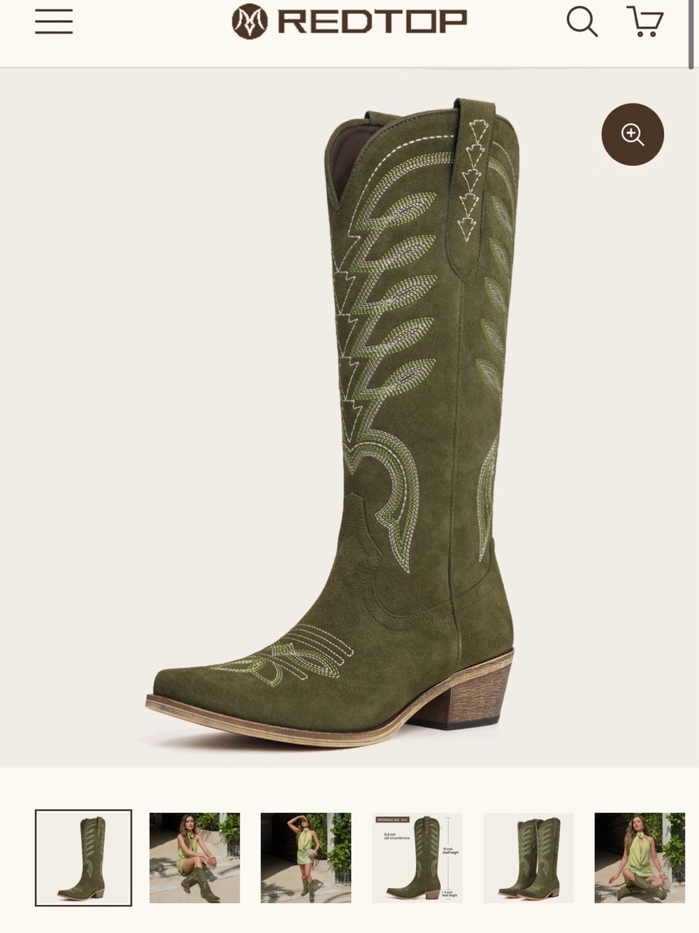 Women's RedTop Olive Suede Western Knee-High Boot